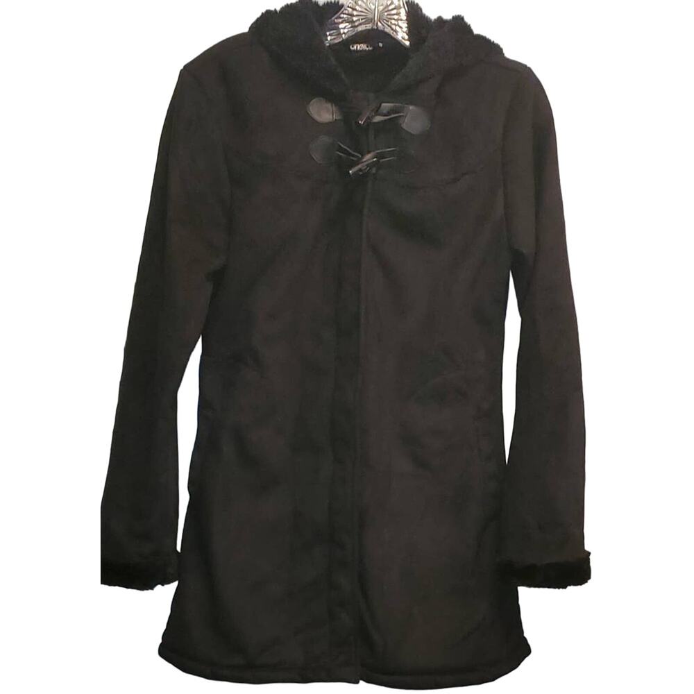 O'NEILL Women's Black Suede and Faux Fur Style Jacket Size 10